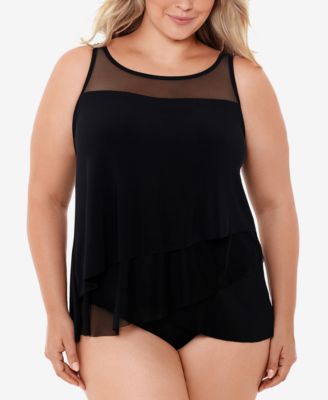 Shop Miraclesuit Plus Size Tankini Top Bottoms In Black