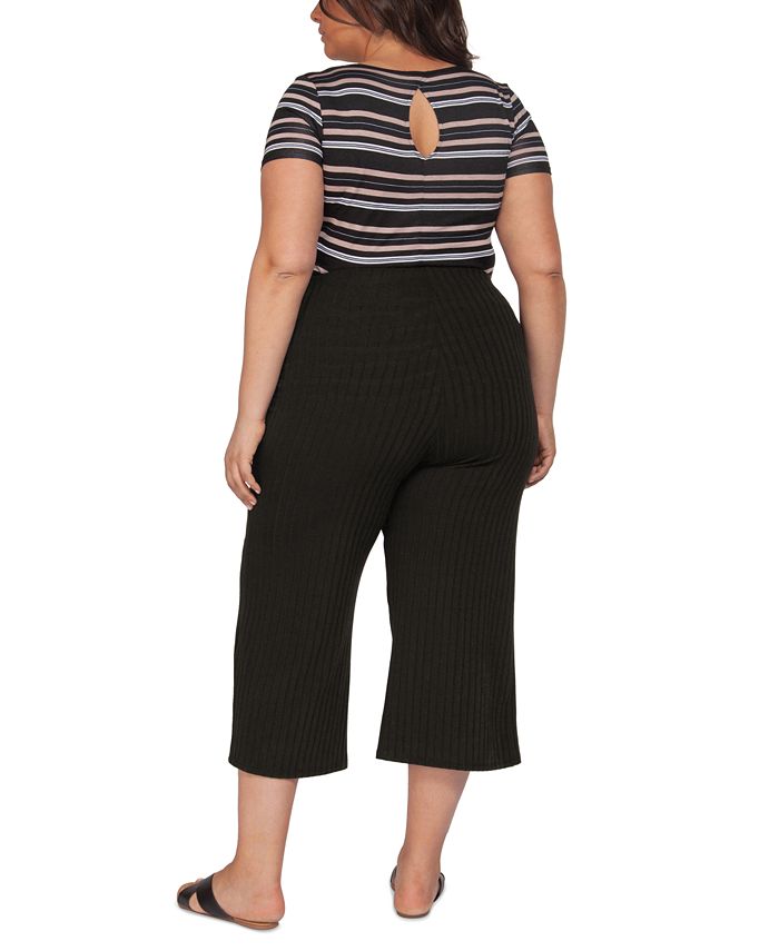 Black Tape Plus Size Ribbed Pull-On Pants - Macy's