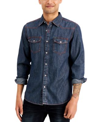 guess men's western denim shirt