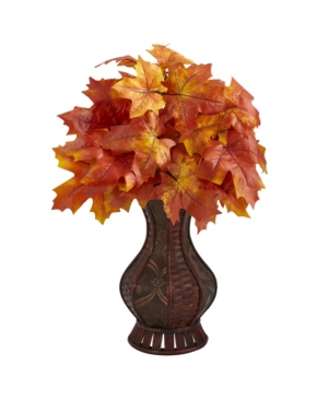 Autumn Maple Leaf Artificial Plant in Decorative Planter