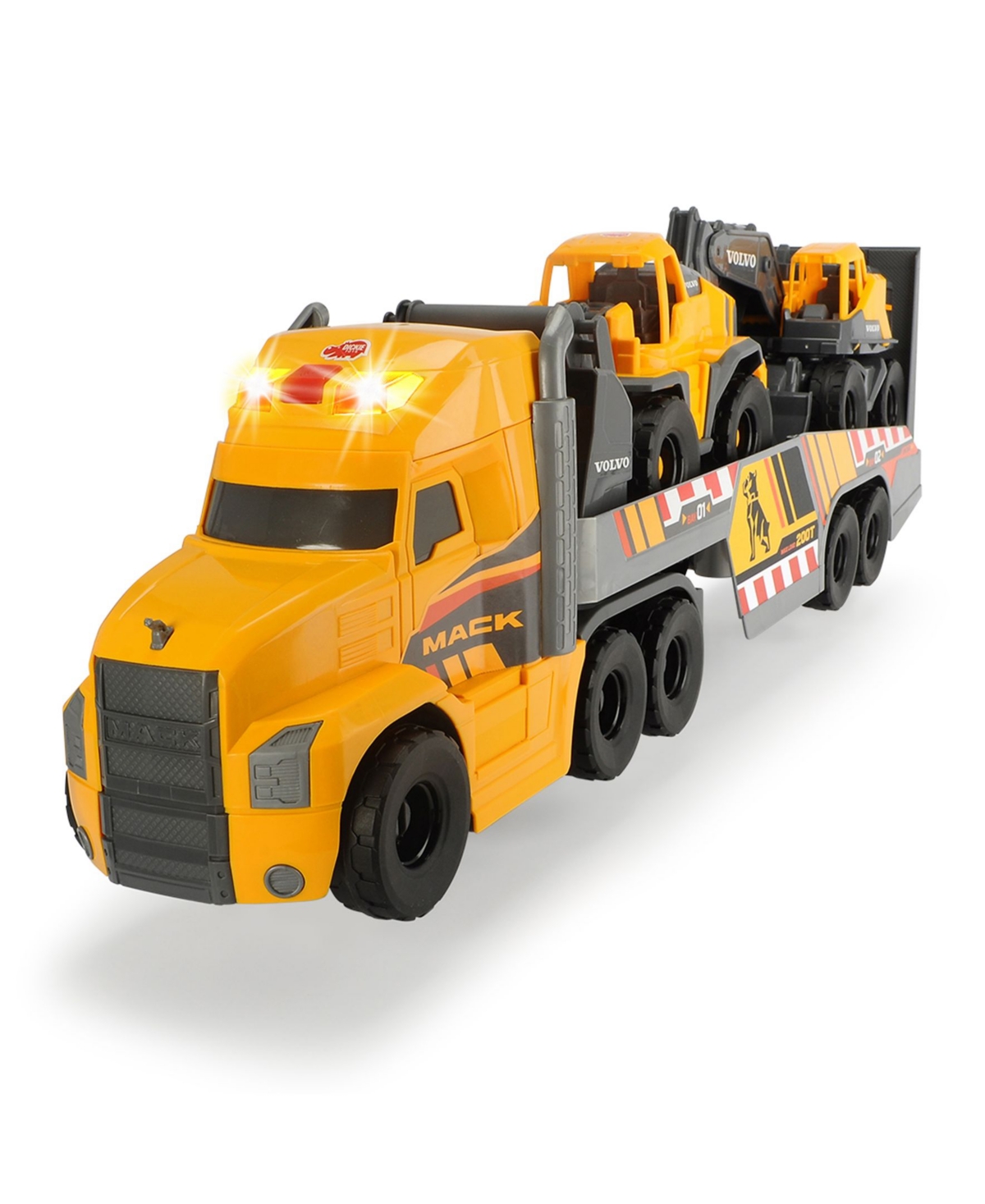 Shop Dickie Toys Hk Ltd Dickie Toys 28" Mack Truck With 2 Volvo Construction Trucks In Yellow