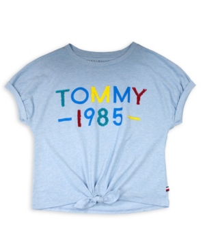 image of Tommy Hilfiger Big Girl-s 1985 Flip Sequin Tie-Front Tee