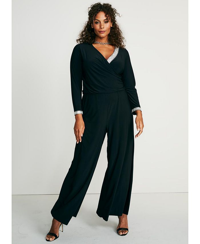 MSK Plus Size Rhinestone Palazzo Jumpsuit & Reviews Pants & Capris