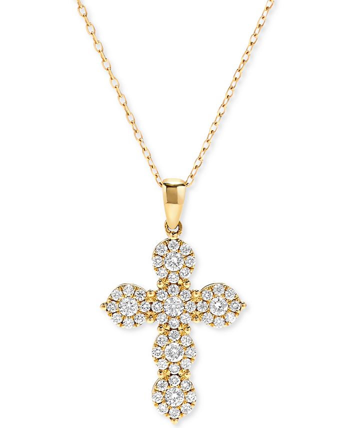Macy's - Diamond Cross Pendant Necklace (5/8 ct. t.w.) in 14K Gold or !4K White Gold