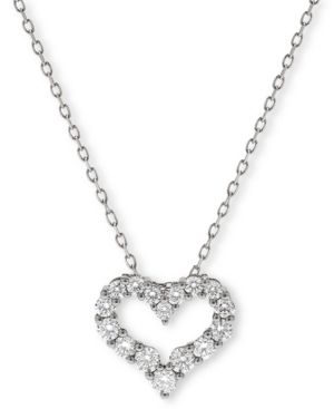 image of Diamond Heart Pendant Necklace (1/2 ct. t.w.) in 14K Gold or 14K White Gold