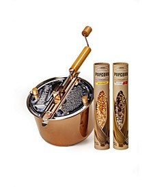 Farm Fresh Copper Plated Whirley Pop Popcorn Set, 3 Pieces