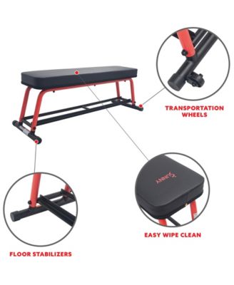 Power Zone Strength Flat Bench with 550 lb Max Weight, Dumbbell Rack and Transport Wheels