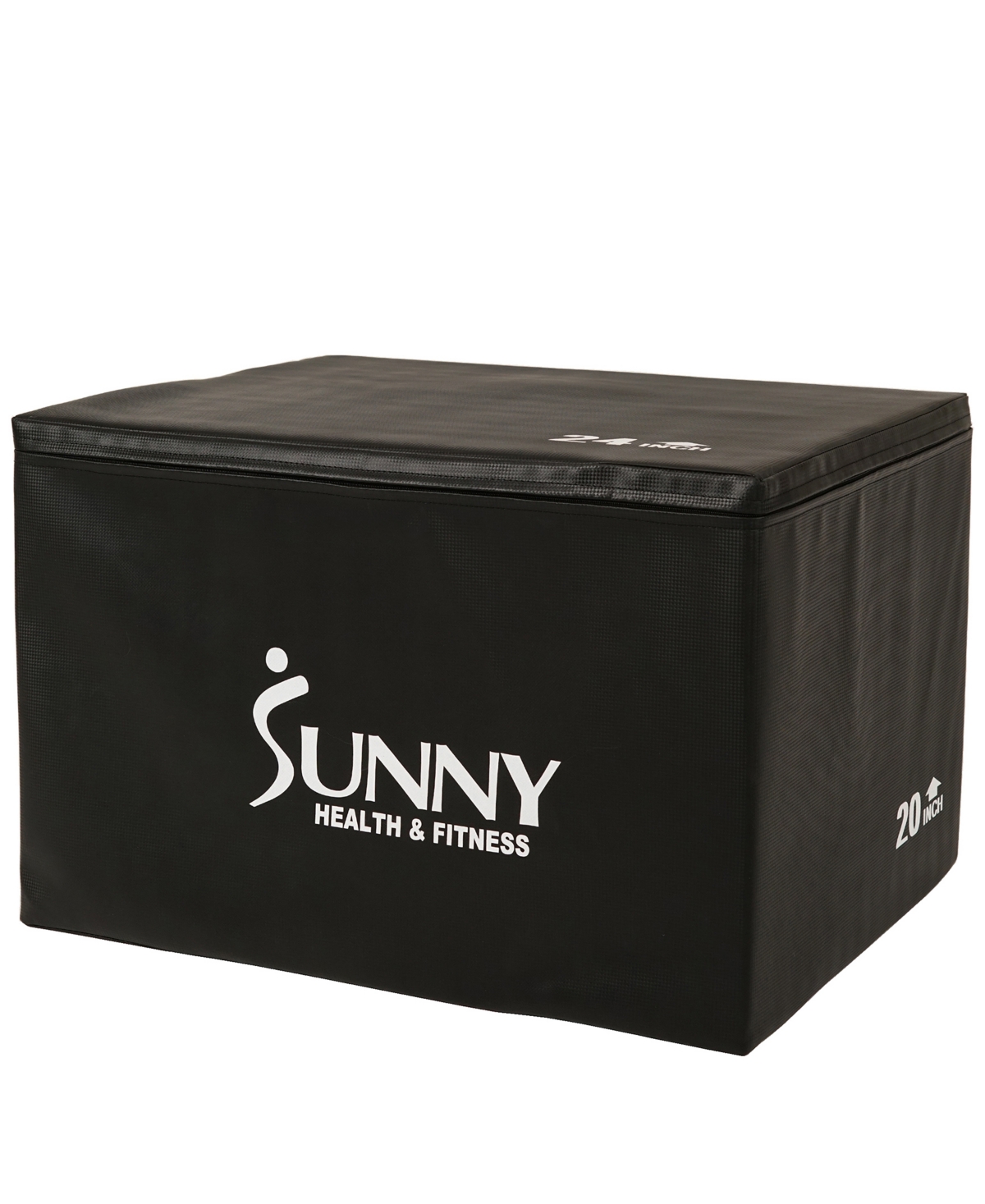 Foam Plyo Box, 440lb Weight Capacity with Weighted Foam for Stability and 3 in 1 Height Adjustment - 30"/24"/20" - Black