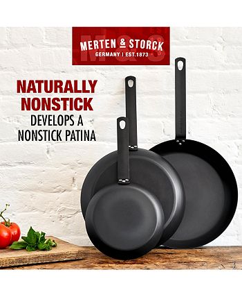 Merten & Storck Pre-Seasoned Carbon Steel Pro Induction 10 Frying Pan  Skillet, Oven Safe, Stainless Steel Handle, Black