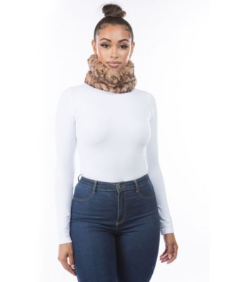 Women's Cozy Luxe Faux Fur Pom Loop Scarf