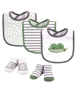 Hudson Baby Boys and Girls Cotton Bib and Sock Set