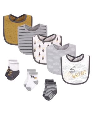 Hudson Baby Boys and Girls Cotton Bib and Sock Set