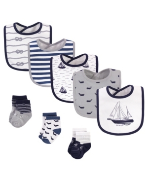 Hudson Baby Boys and Girls Cotton Bib and Sock Set