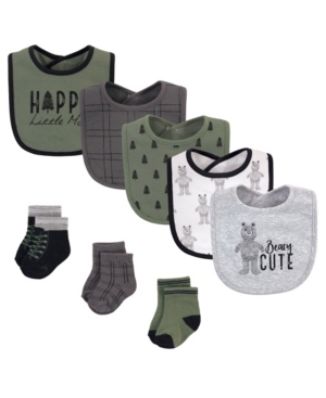 Hudson Baby Boys and Girls Cotton Bib and Sock Set