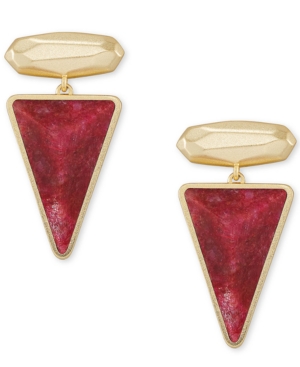 image of Kendra Scott 14k Gold-Plated Raspberry Labradorite Triangular Drop Earrings