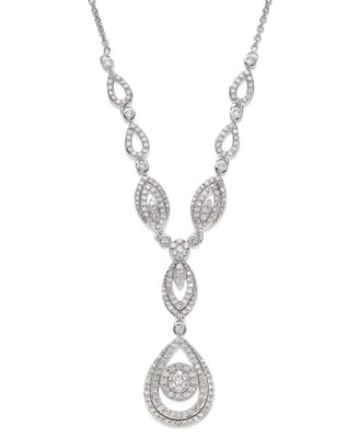 Diamond Double Drop Pendant 17"  in 14k White Gold or 14k Yellow Gold (1-1/2 ct. t.w.), Created for Macy's