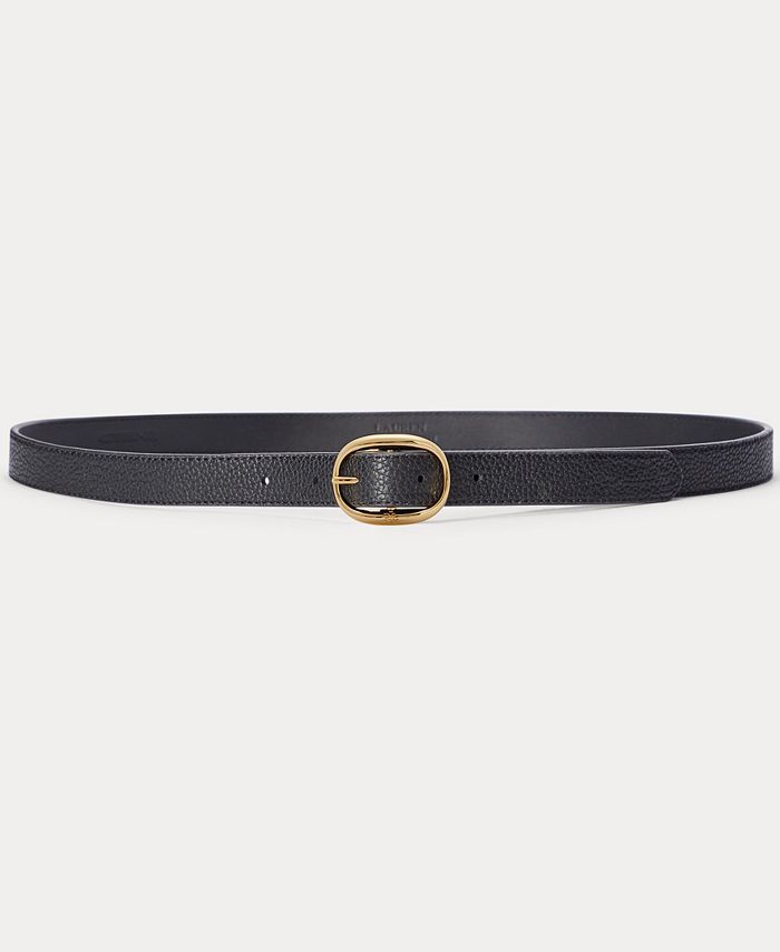 Lauren Ralph Lauren Oval Buckle Pebbled Leather Belt - Macy's