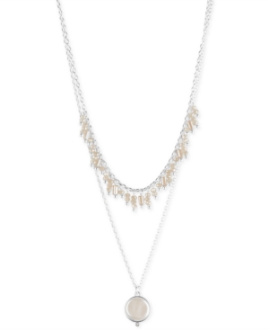 image of Lucky Brand Silver-Tone Shaky Bead & Mother-of-Pearl 16-1/2