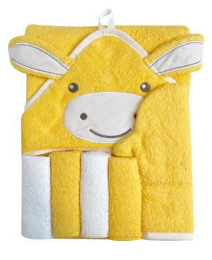 Snoogie Boo Baby Premium Cotton Hooded Towel Wash-mitt Washcloth Set Bedding