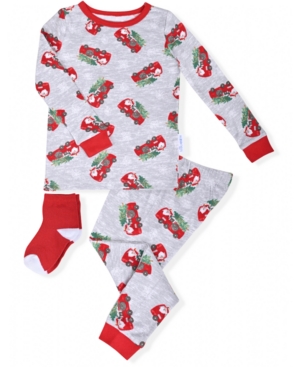 image of Max & Olivia Toddler Boys 2-Piece Santa Firetruck Pajama Sock Set