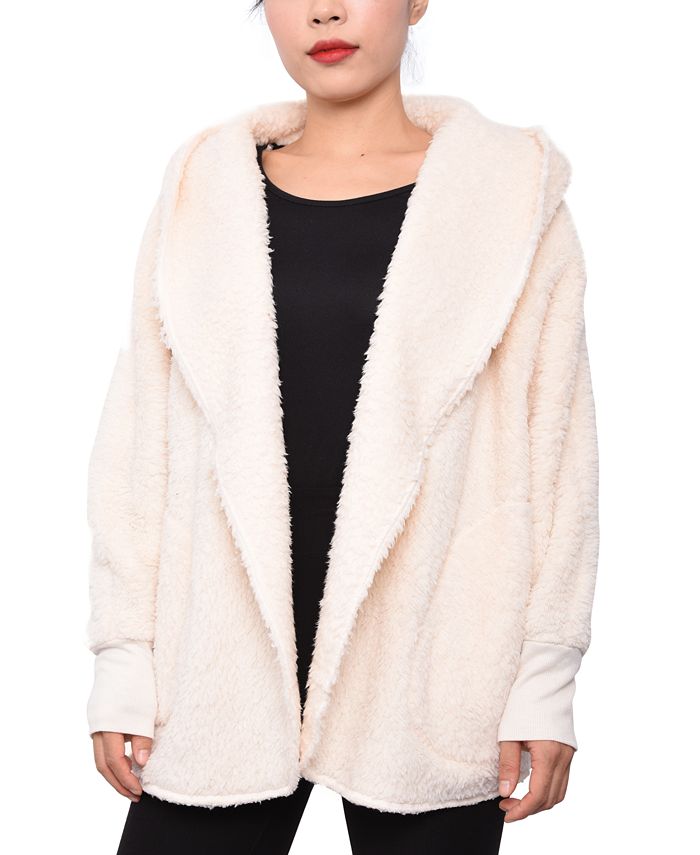 Planet Gold Juniors Faux Sherpa Hooded Cardigan Macy s