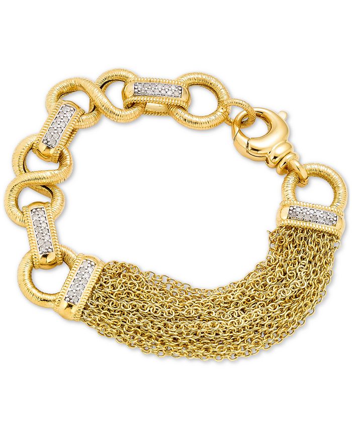 Macy's - Diamond Chain Link Tassel Statement Bracelet (1/2 ct. t.w.) in Gold-Plated Sterling Silver