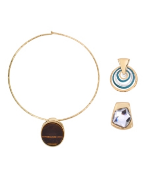 image of Robert Lee Morris Soho Spiral Pendant Collar Necklace Set, 16.5