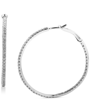 image of Diamond Skinny Hoop Earrings (1 ct. t.w.) in 14k White Gold