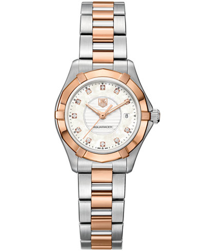 TAG Heuer Women's Swiss Aquaracer Lady Diamond Accent Two-Tone Stainless Steel Bracelet Watch 27mm WAP1451.BD0837