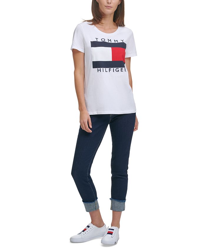 Tommy Hilfiger Women's Cotton Logo T-Shirt & Reviews - Tops - Women ...