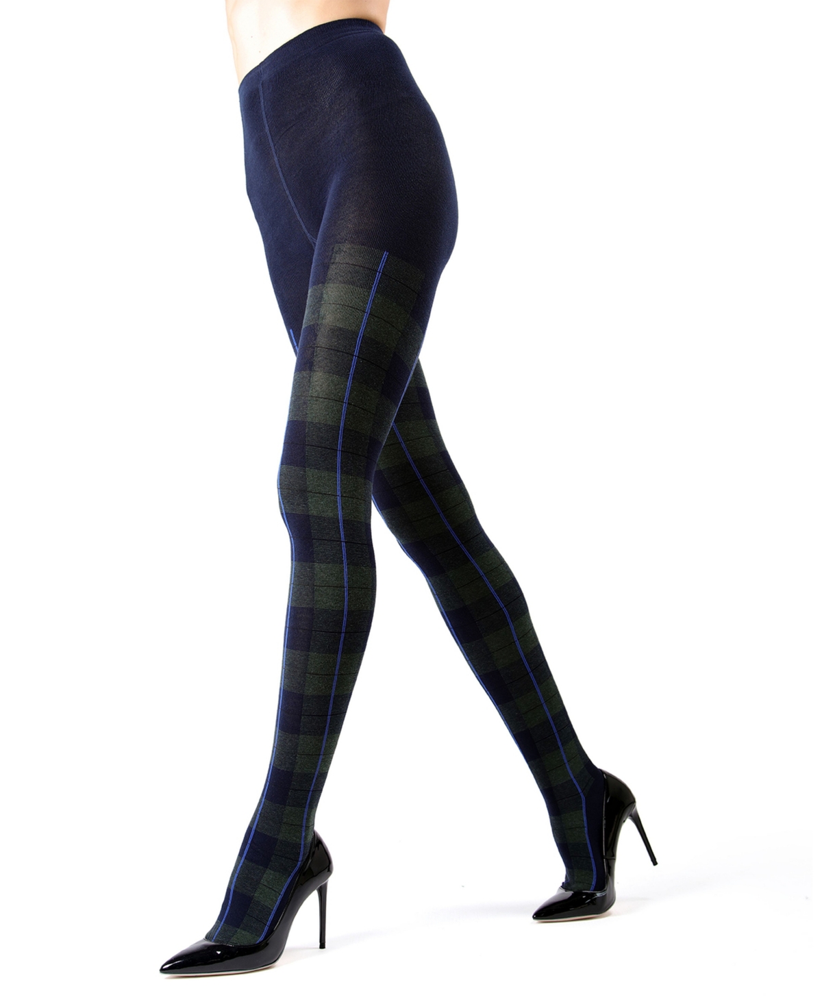 MeMoi Women's Glasgow Large Tartan Plaid Sweater Tights