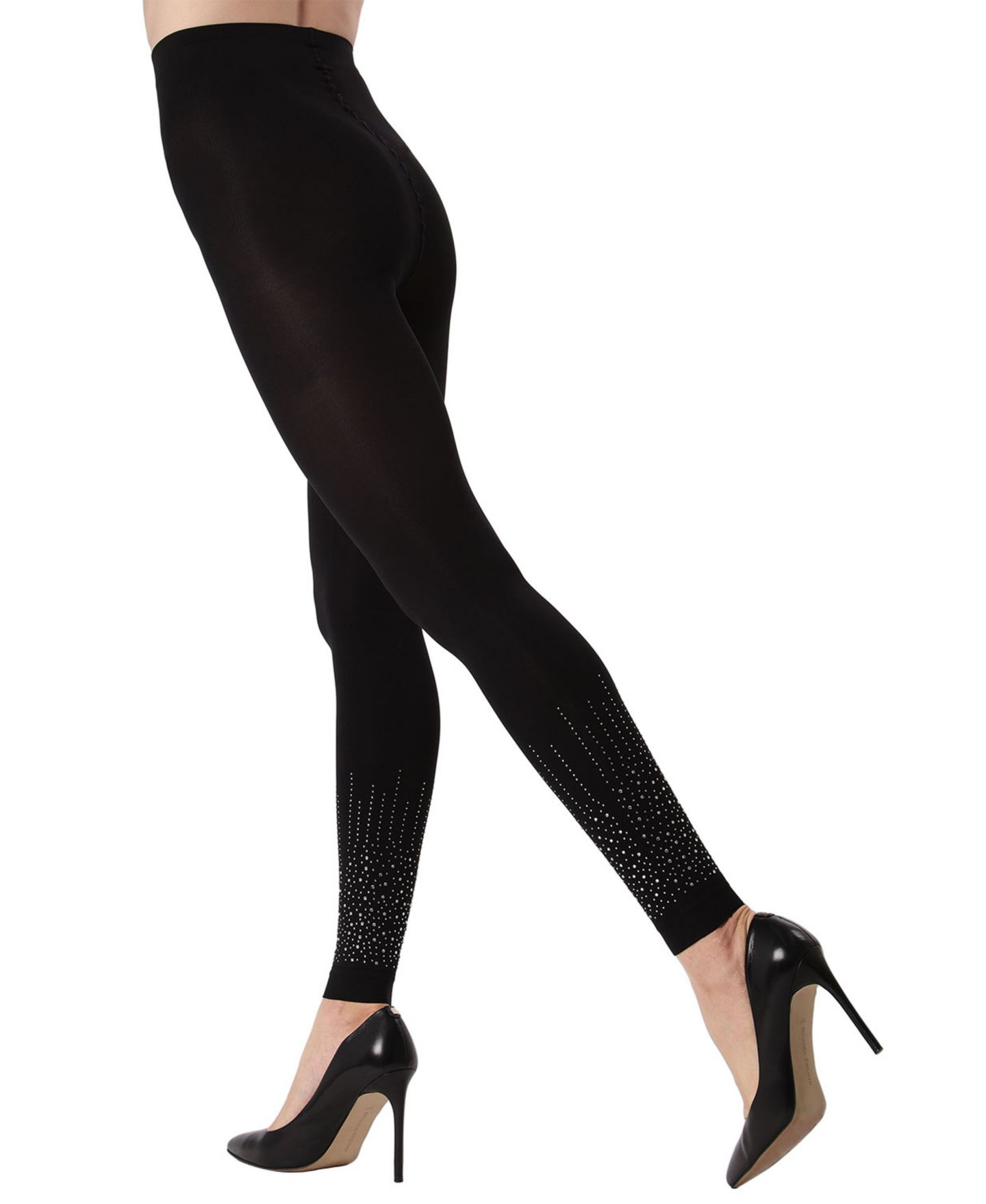 Женские колготки MeMoi Starburst Footless Opaque Rhinestone Tights, цвет: Чёрный — фото 1