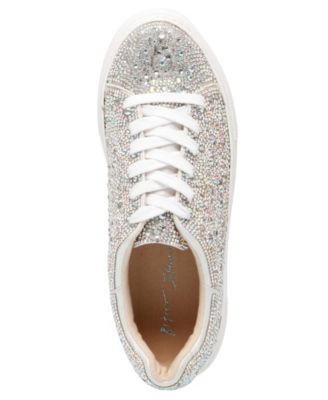 Betsey Johnson Sidny Lace-Up Rhinestone Platform Sneakers