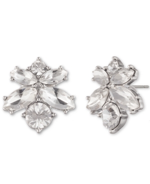 image of Givenchy Silver-Tone Crystal Cluster Button Earrings