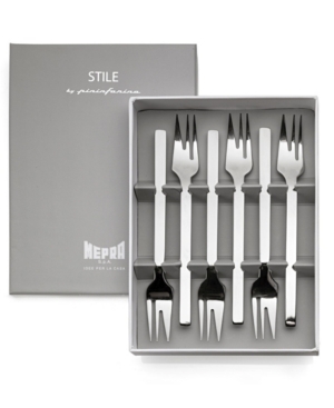 Mepra Gift Box Cake Forks Stile Flatware Set, Set Of 6 In Silver-tone