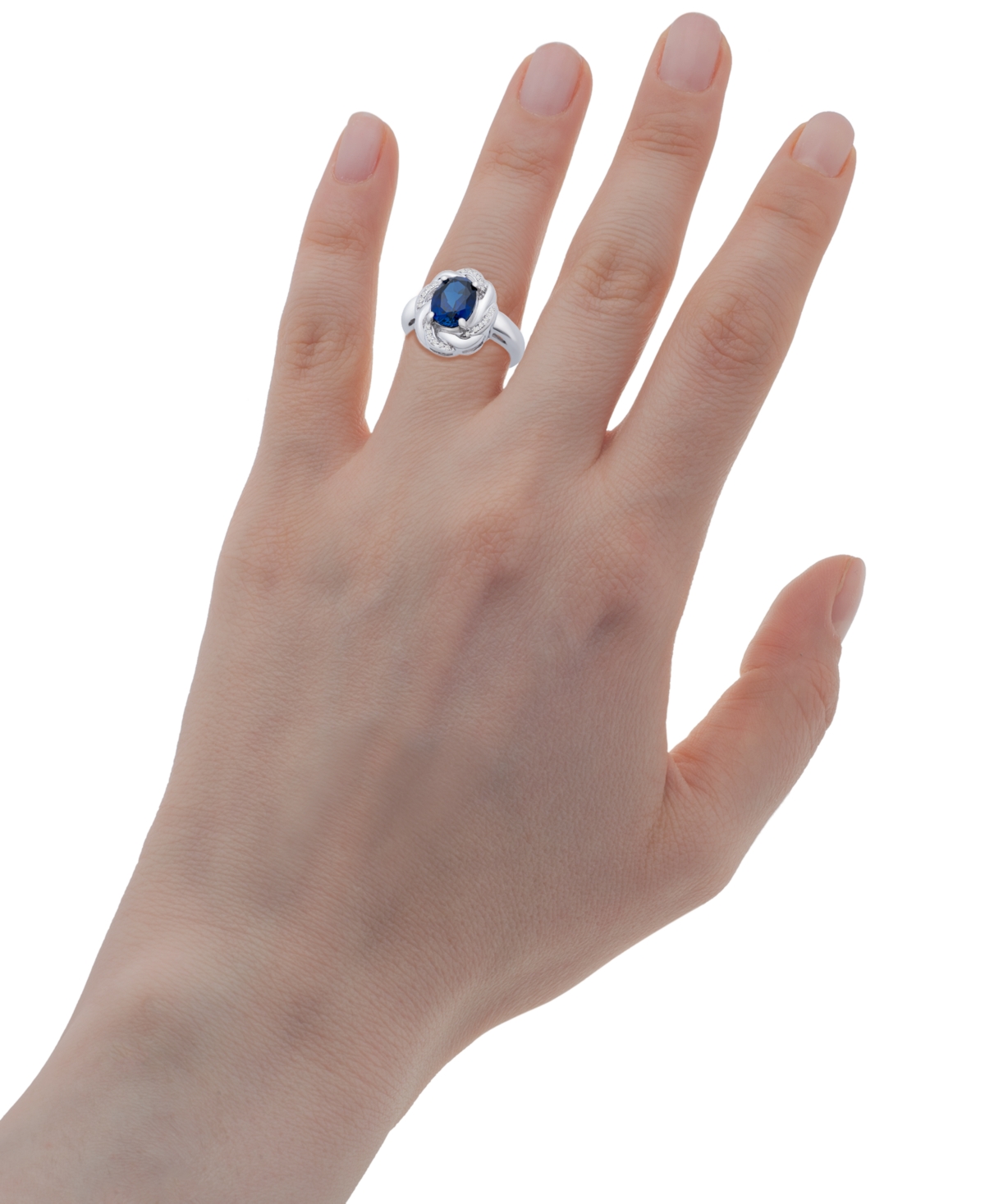 Blue Sapphire (1-3/4 ct. t.w.) &Sapphire (1/6 ct. t.w.) Ring in Sterling Silver - White