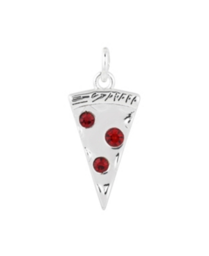 image of Fine Silver Plated Crystal Pepperoni Pizza Charm