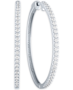 image of Diamond Hoop Earrings (1 ct. t.w.) in Sterling Silver