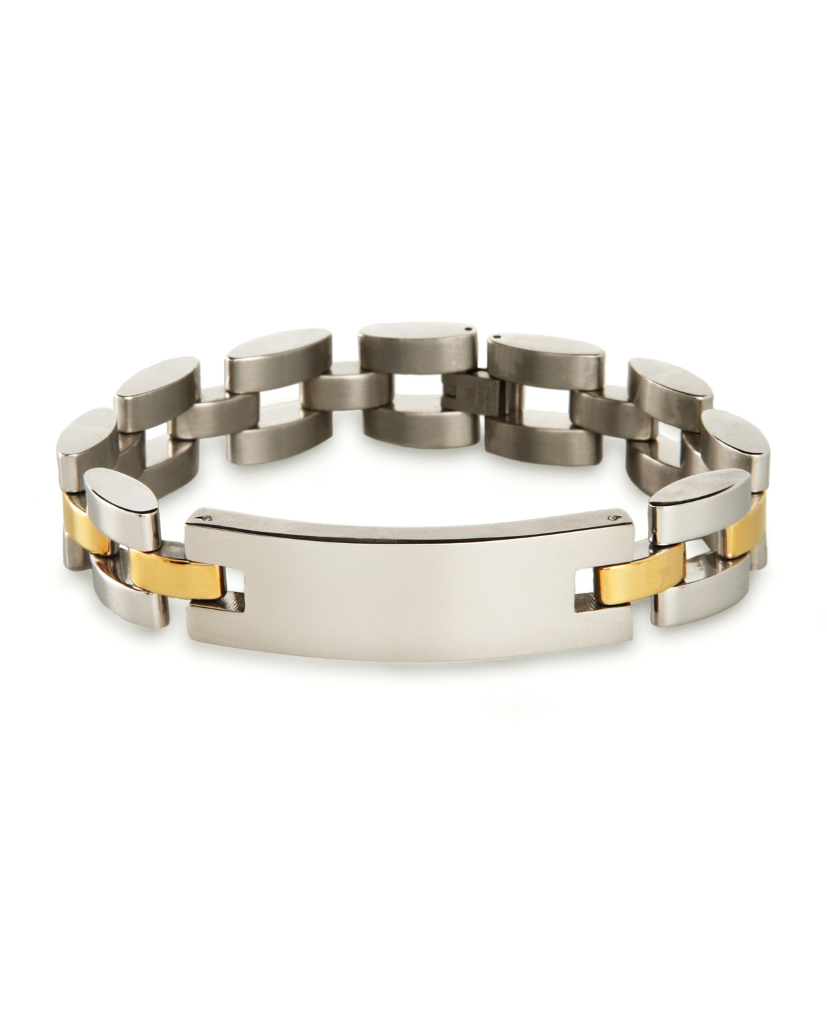Eve's Jewelry Men's Two Tone Watch Link Id Bracelet