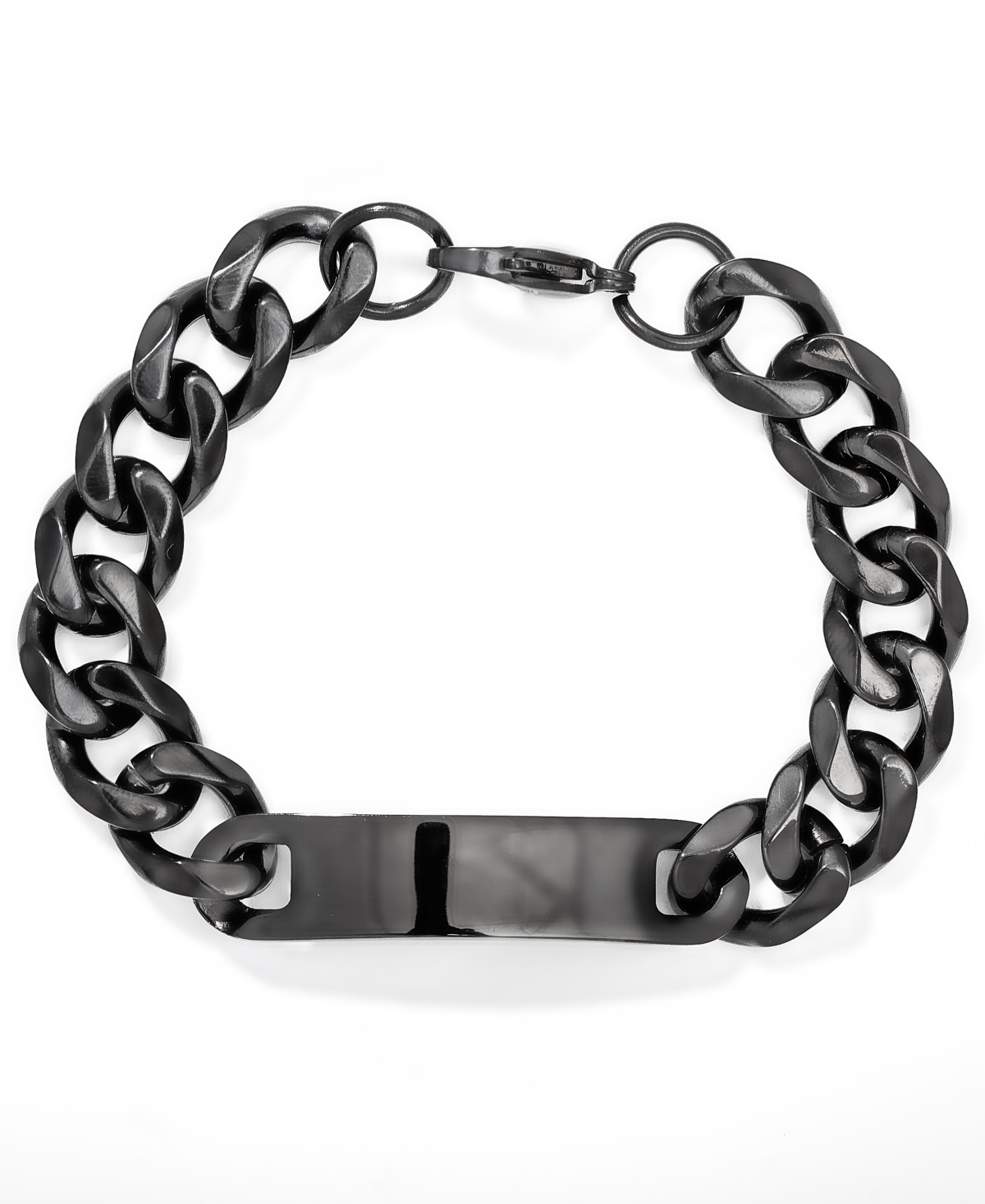 Eve's Jewelry Men's Black Id With Curb Links Bracelet