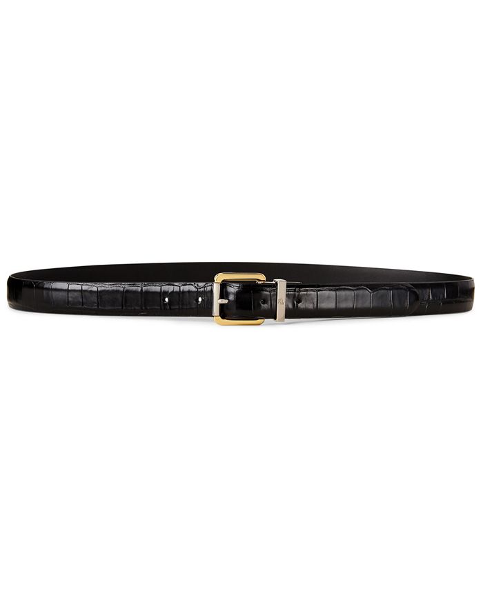 Lauren Ralph Lauren Reversible Yellow Leather Belt - Macy's