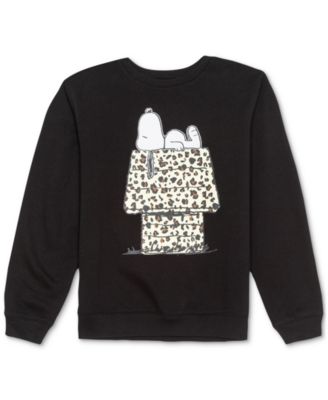 Peanuts - Juniors' Snoopy Cheetah-Print Long-Sleeve T-Shirt