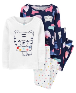 image of Carter-s Baby Girls 4-Piece 100% Snug Fit Cotton PJs