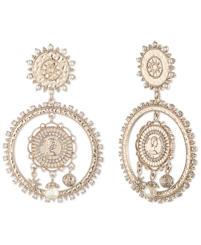 Marchesa Gold-Tone Pavé & Imitation Pearl Coin Drop Earrings & Reviews ...