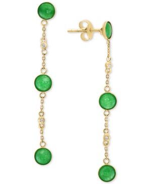 image of Effy Dyed Jade Linear Drop Earrings in 14k Gold (Also in Lapis Lazuli)