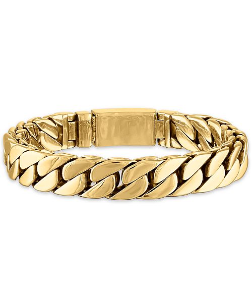 alfani Esquire Men's Jewelry Curb Link Chain Bracelet in Gold-Tone Ion-Plated Stainless Steel Created for Macy's (Also in Stainless Steel) Jewelry & Watches