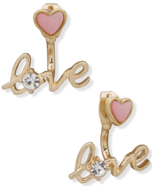 image of lonna & lilly Gold-Tone Heart & Crystal Love Front-and-Back Earrings