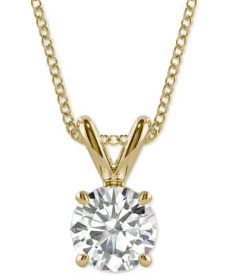 Charles Colvard Moissanite Solitaire 18 Pendant Necklace 12 ct tw Dew - Gold 600$