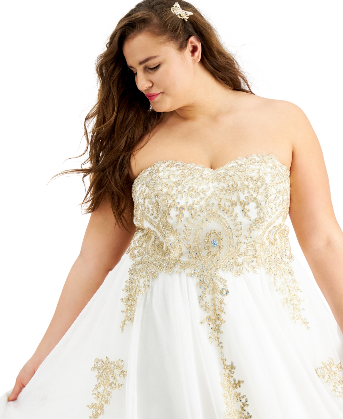 Say Yes Trendy Plus Strapless Embellished Gown, Created for Macy's