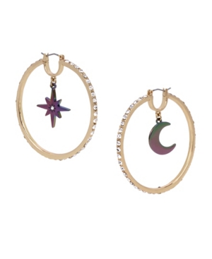 image of Betsey Johnson Celestial Charm Hoop Earrings